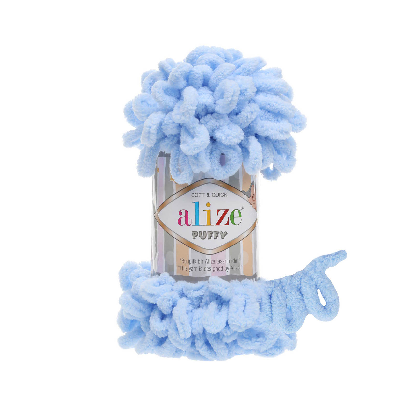 

Пряжа Alize Puffy 100% микрополиэстер 9 м/100 гр 183 Светло-голубой, 5 мотков, Puffy NL01