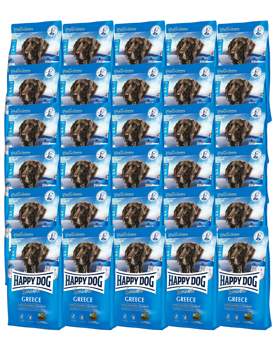 

Сухой корм для собак Happy Dog Sensible Греция Ягненок, Креветка, Кальмар 30 х 0,3 кг