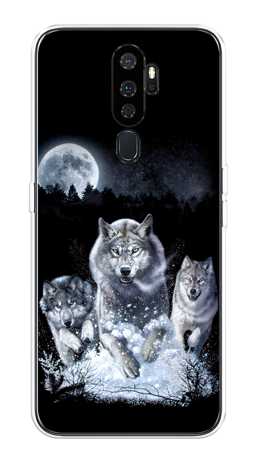 

Чехол на Oppo A5/A9 2020 "Стая волков под луной", Черный;белый;серый, 251350-1