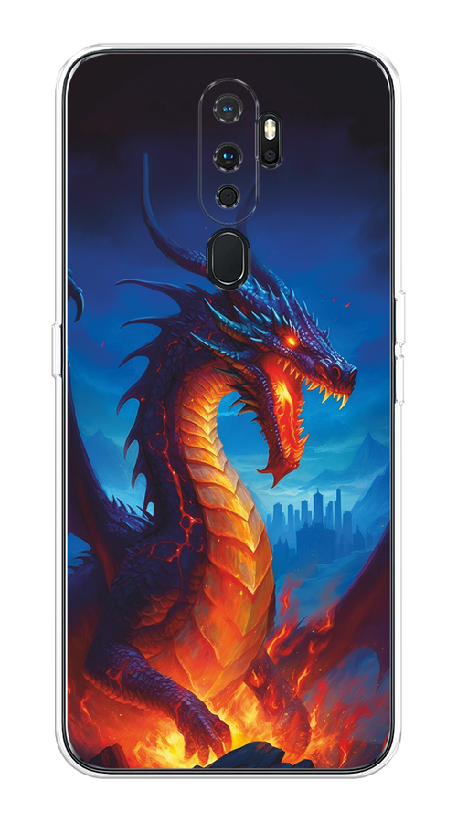 

Чехол на Oppo A5/A9 2020 "Дракон над лавой", Оранжевый;коричневый;синий, 251350-1