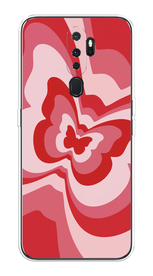 

Чехол на Oppo A5/A9 2020 "Бабочка в стиле хиппи", Красный;розовый, 251350-1