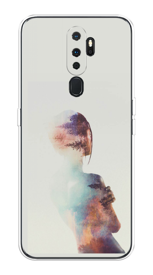 

Чехол на Oppo A5/A9 2020 "Девушка-лес", Розовый;голубой;серый, 251350-1