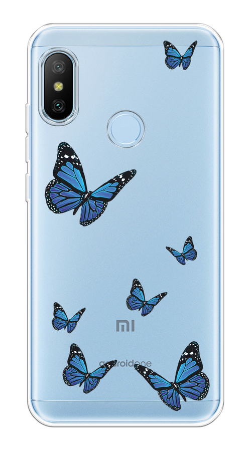 

Чехол на Xiaomi Redmi 6 Pro/6 Plus/Mi A2 Lite "Blue butterflies", Синий;черный, 34050-1