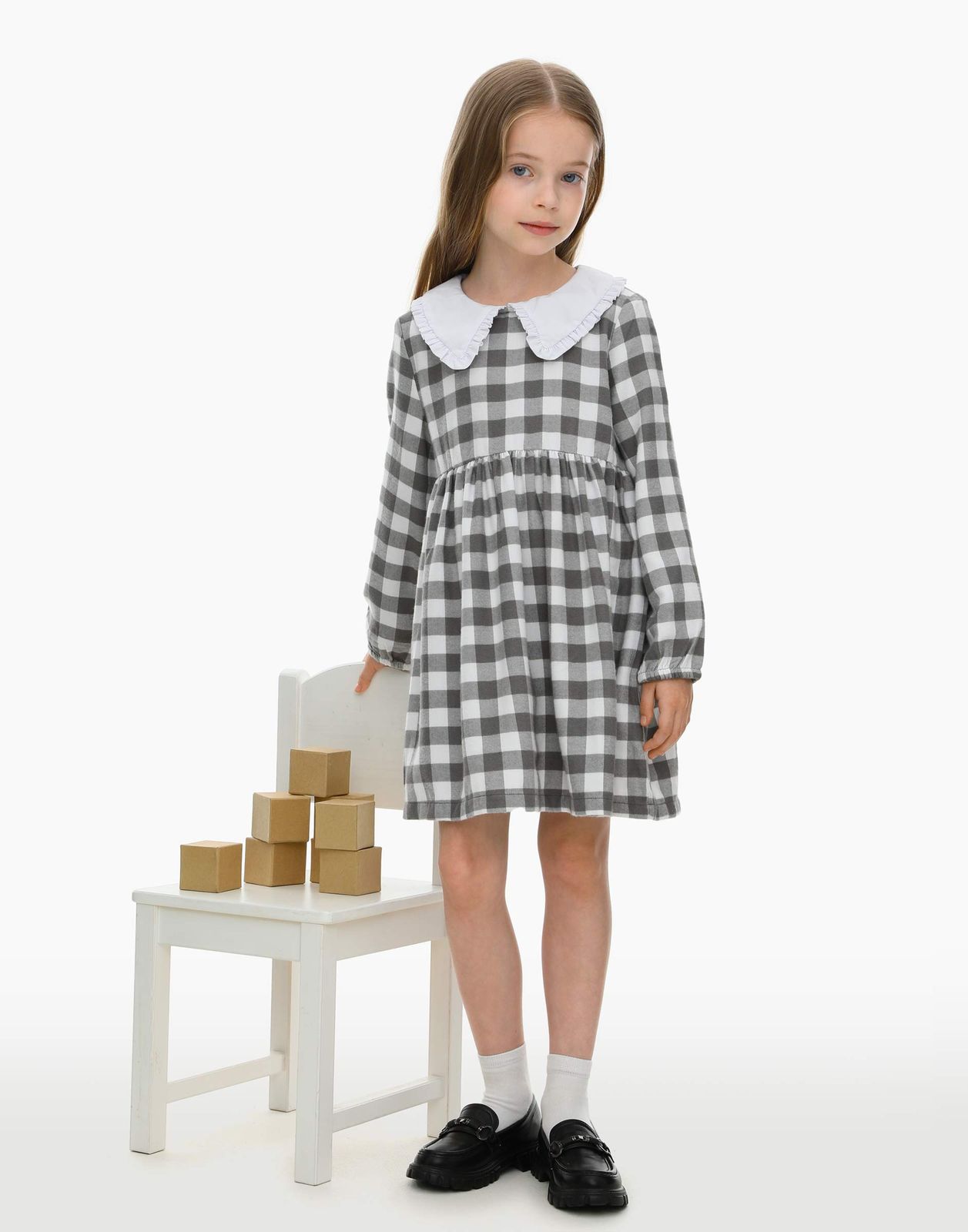 Платье для девочек Gloria Jeans GDR027447 серый/белый 6-7л/122 (31)
