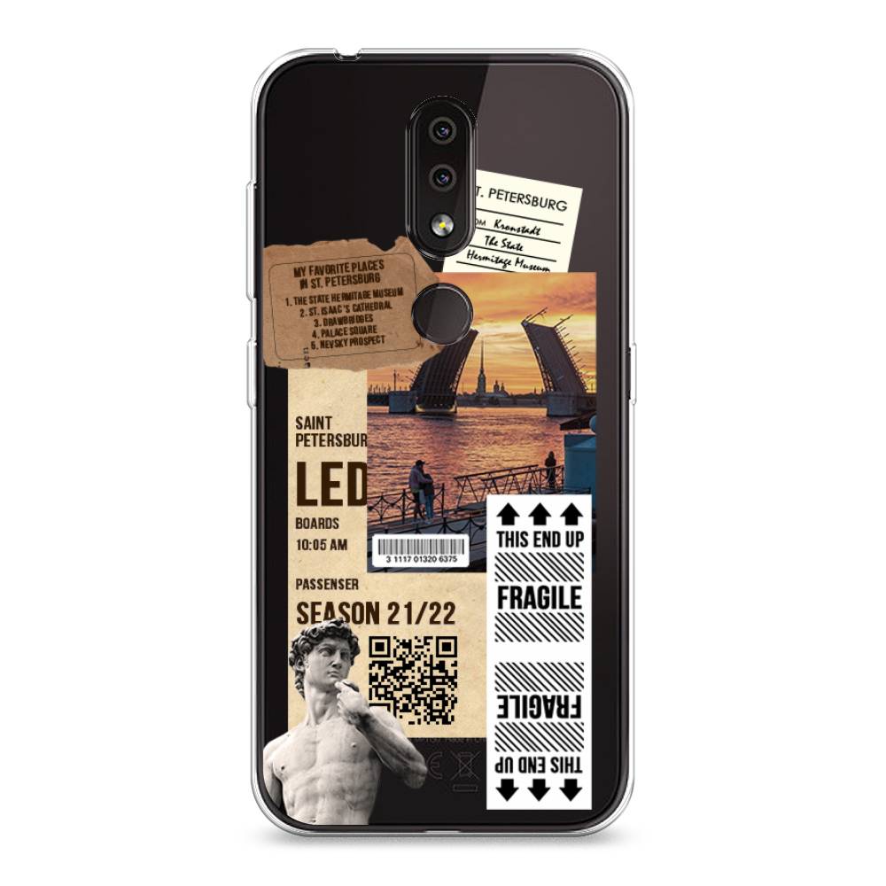 

Чехол на Nokia 4.2 "Санкт-Петербург коллаж", Коричневый;бежевый;белый, 122550-6