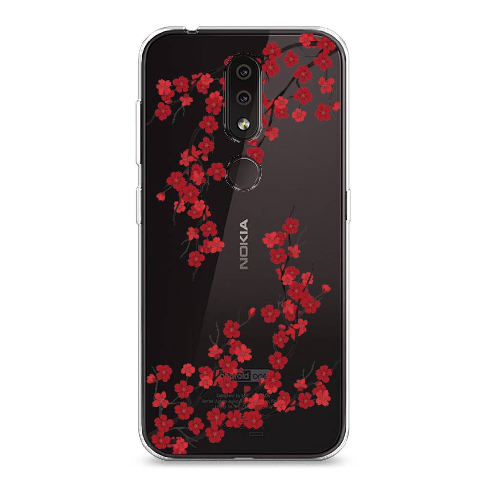 

Чехол на Nokia 4.2 "Красная сакура", Красный;черный, 122550-2