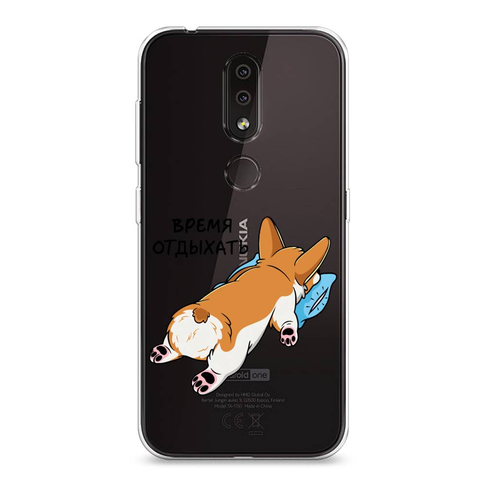 

Чехол на Nokia 4.2 "Корги отдыхает", Черный;коричневый;голубой, 122550-1