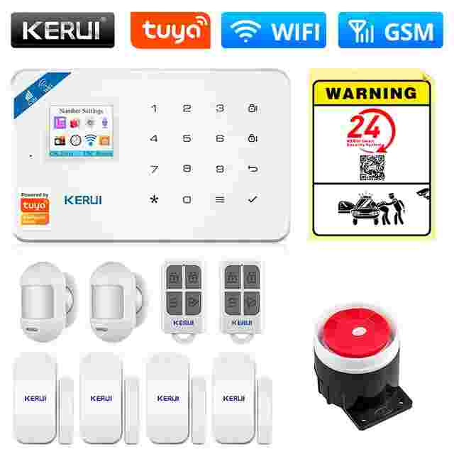 

Охранная сигнализация Kerui Tuya W181 (набор 5), Wi-Fi GSM, управление с телефона, Белый, Tuya W181
