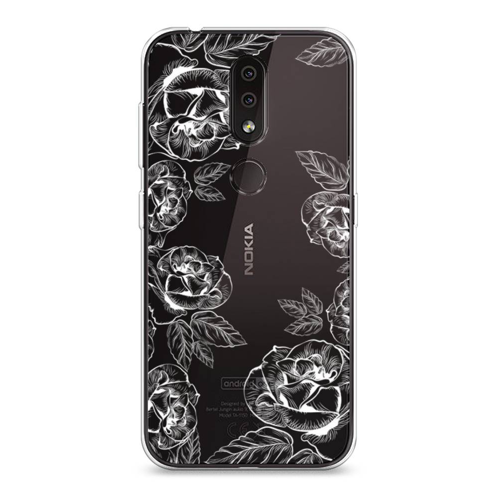 

Чехол на Nokia 4.2 "Розы графика", Черный;серый, 122550-2