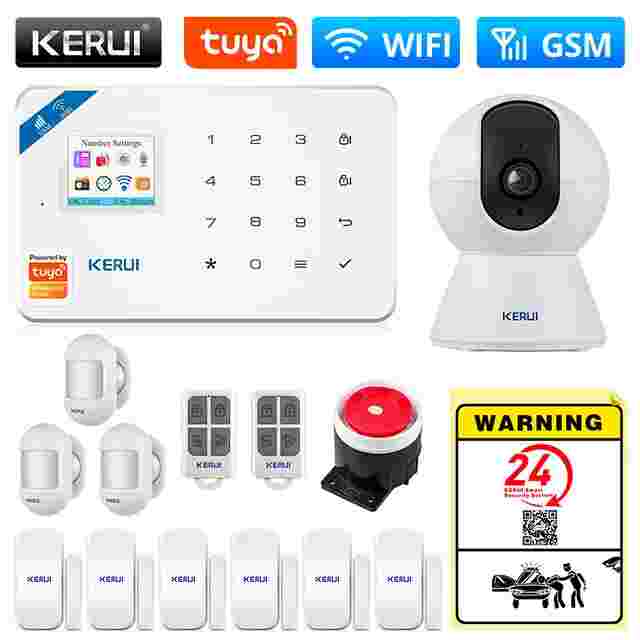 

Охранная сигнализация Kerui Tuya W181 (набор 10), Wi-Fi GSM, управление с телефона, Белый, Tuya W181