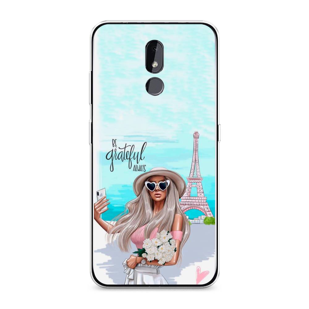 

Чехол на Nokia 3.2 "Селфи Париж", Голубой;бежевый, 122650-6