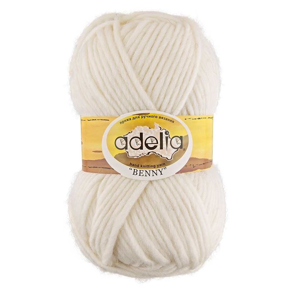 

Adelia Benny, 100% шерсть, 5х100 г, 96+-5 м, №700, белая, Белый