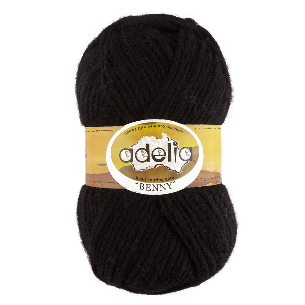 

Adelia Benny, 100% шерсть, 5х100 г, 96+-5 м, №707, черная