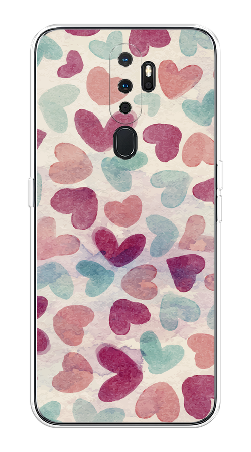

Чехол на Oppo A5/A9 2020 "Фон из сердечек 4", Розовый;голубой, 251350-1