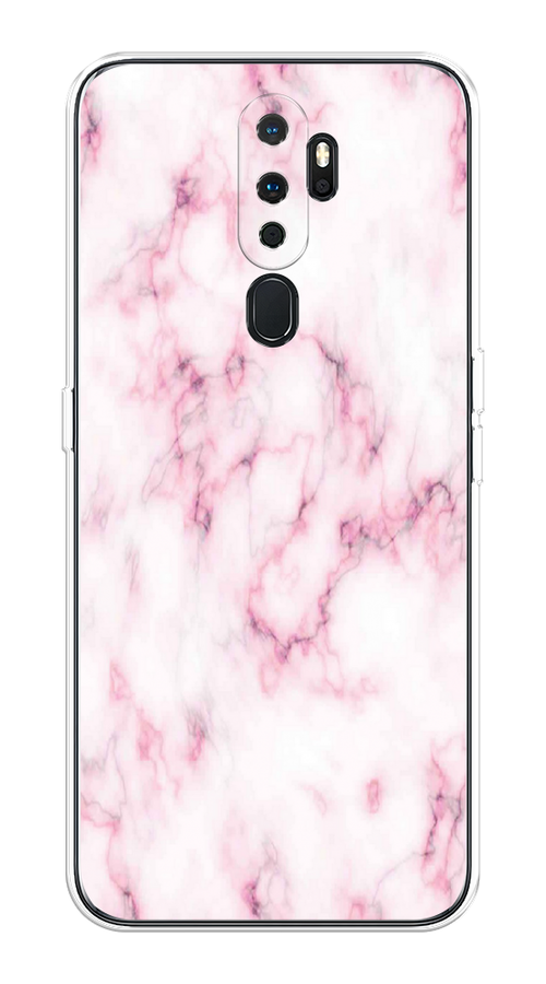 

Чехол на Oppo A5/A9 2020 "Мрамор с розовым", Белый;розовый, 251350-1