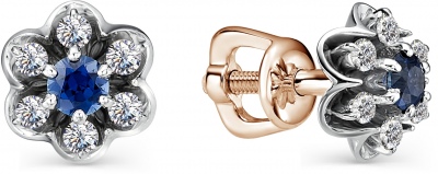 

Серьги Цветы с сапфирами и бриллиантами из красного золота Алкор 22085-102, 22085-102