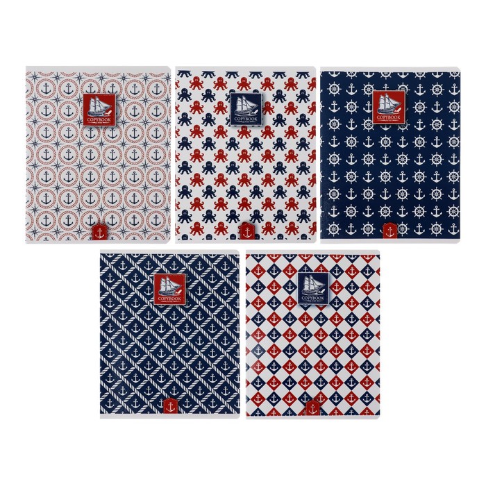 

Тетрадь 48 листов в клетку Морская, обложка мелованный картон, УФ-лак, блок офсет, МИКС