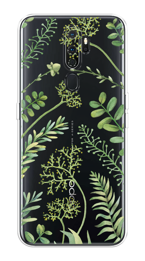 

Чехол на Oppo A5/A9 2020 "Green Leaves", Зеленый;прозрачный, 251350-1