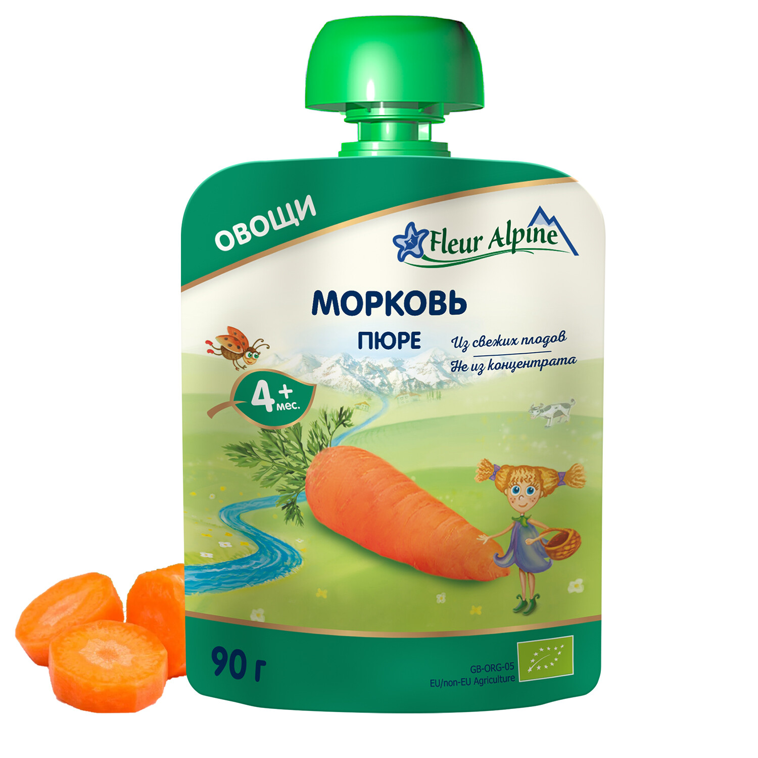 

Пюре овощное Fleur Alpine Морковь с 4 мес. 90 г, 1 шт., Морковь пауч