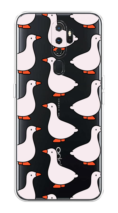 

Чехол на Oppo A5/A9 2020 "Гуси", Прозрачный;белый;оранжевый, 251350-1