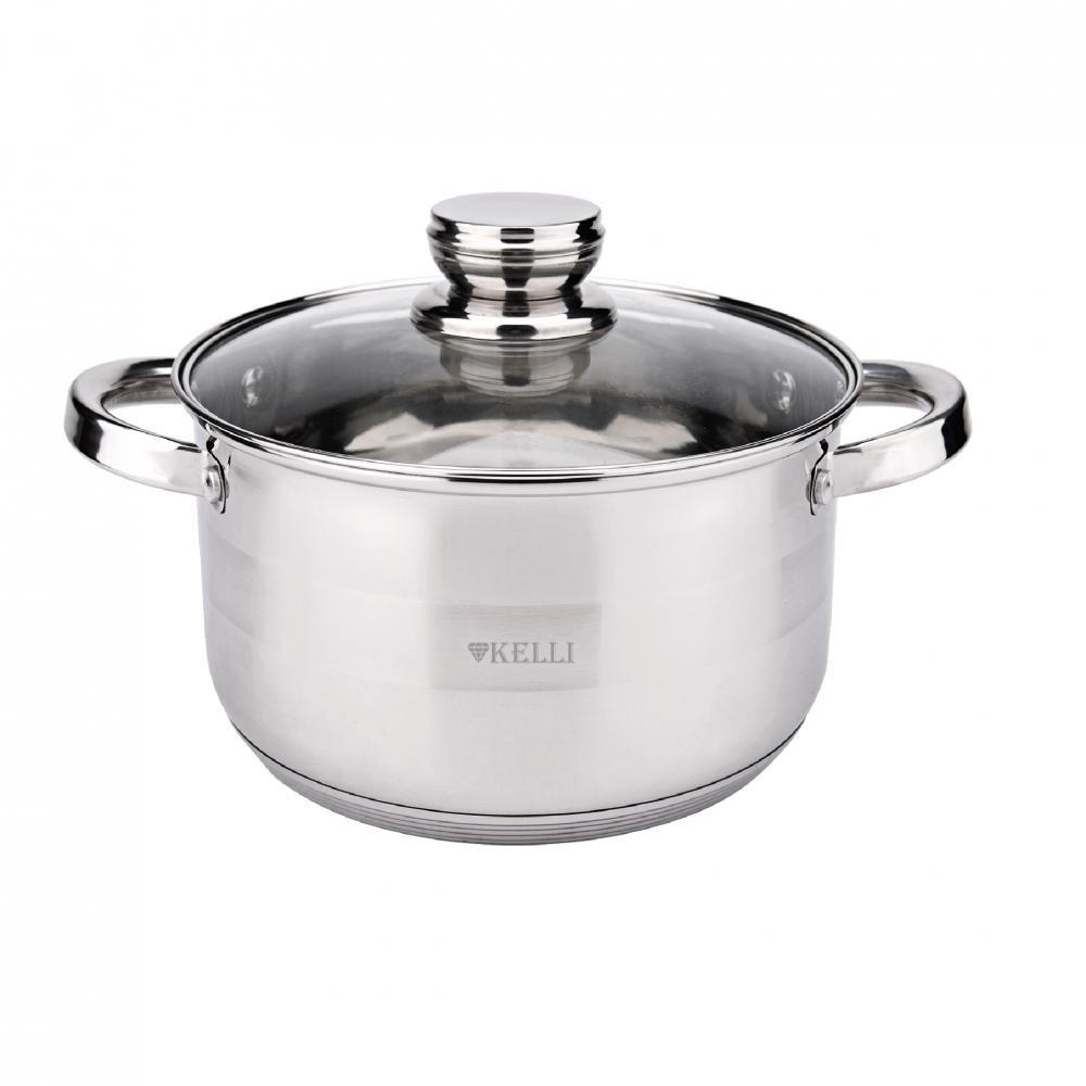 

Кастрюля Kelli KL-4724-26 с крышкой из нержавеющей стали 7,9л, KL-4724-26
