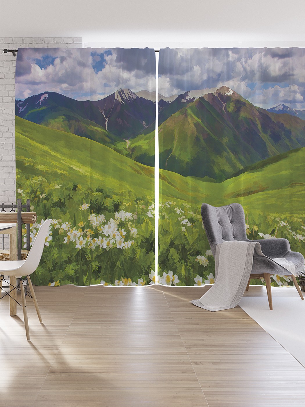 

Шторы под лён JoyArty "Долина диких нарциссов", серия Oxford DeLux, 340х265 см, Долина диких нарциссов