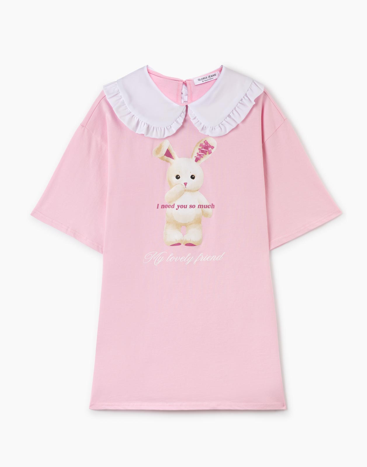 Платье-футболка oversize с принтом для девочки Gloria Jeans GDR027366 розовый 14+/164