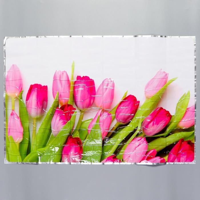 фото Наклейка на кафельную плитку "розовые тюльпанчики" 60х90 см nobrand