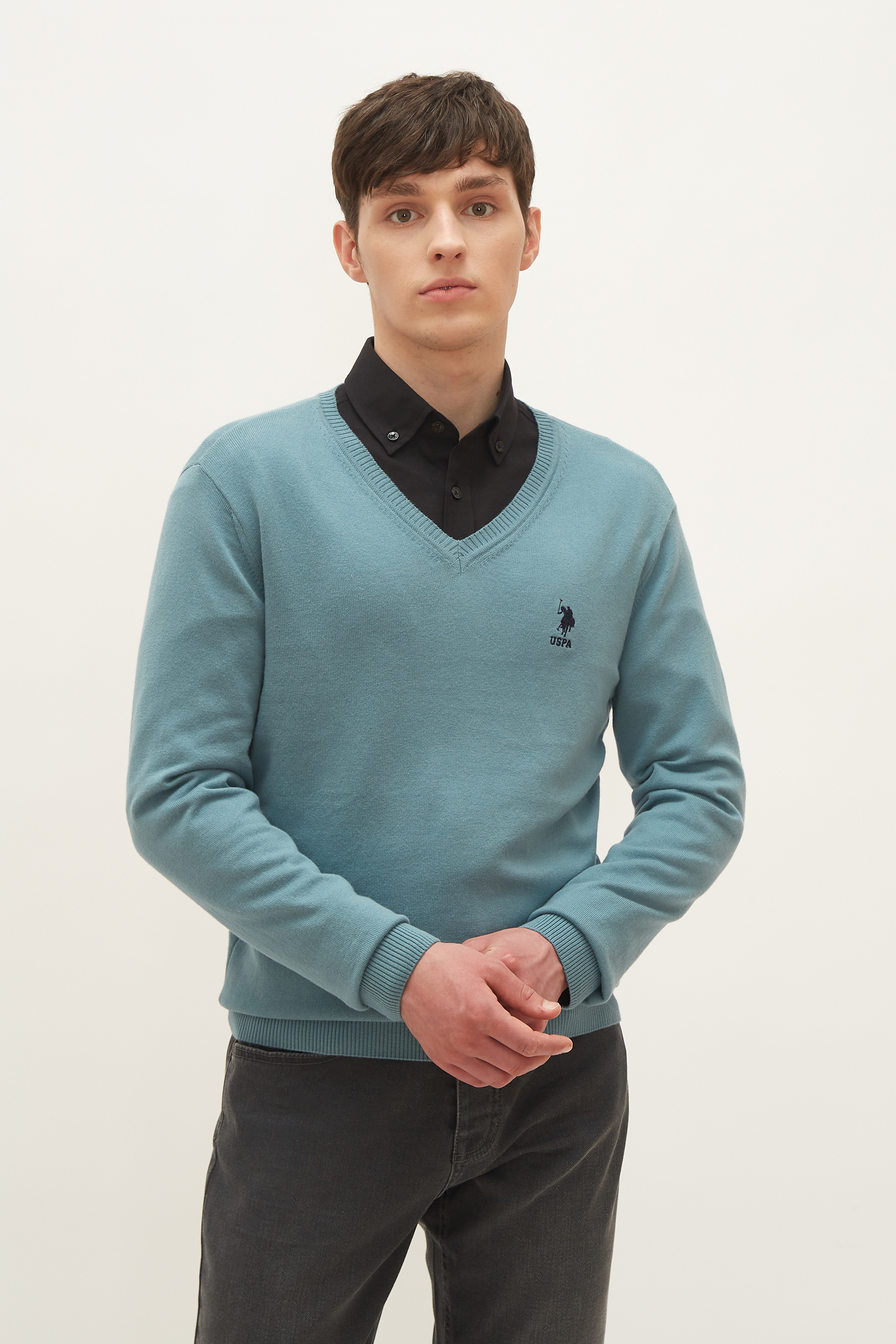 Пуловер мужской G081GL0TK0GTD02-GLBSK21 бирюзовый M U.S. POLO Assn.. Цвет: бирюзовый