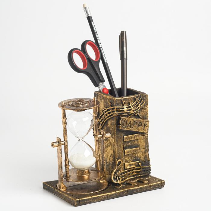 

Песочные часы "Ноты", сувенирные, с карандашницей, 14.5x8x13 см