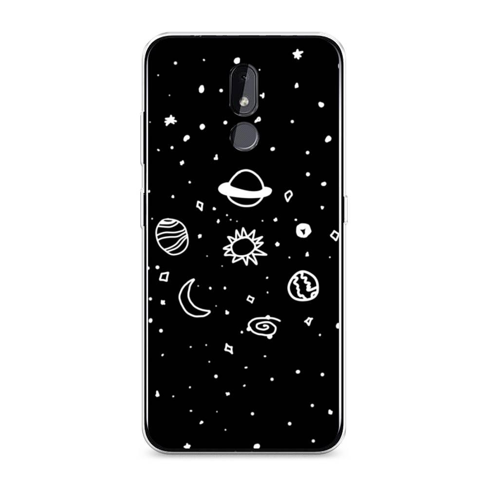 

Чехол на Nokia 3.2 "Дудл солнечной системы", Бежевый;серый, 122650-2