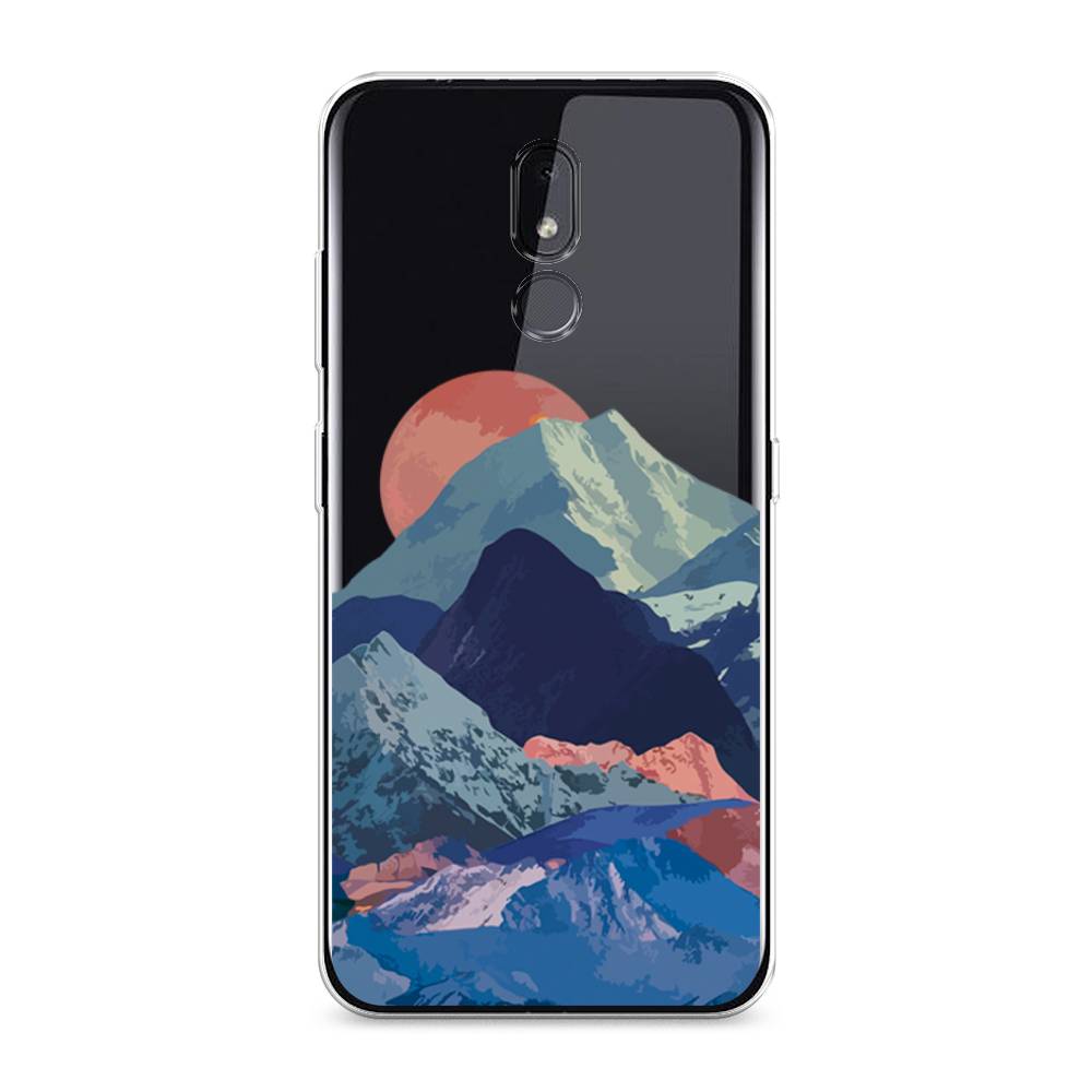 

Чехол на Nokia 3.2 "Закат в снежных горах", Красный;серый;голубой, 122650-2