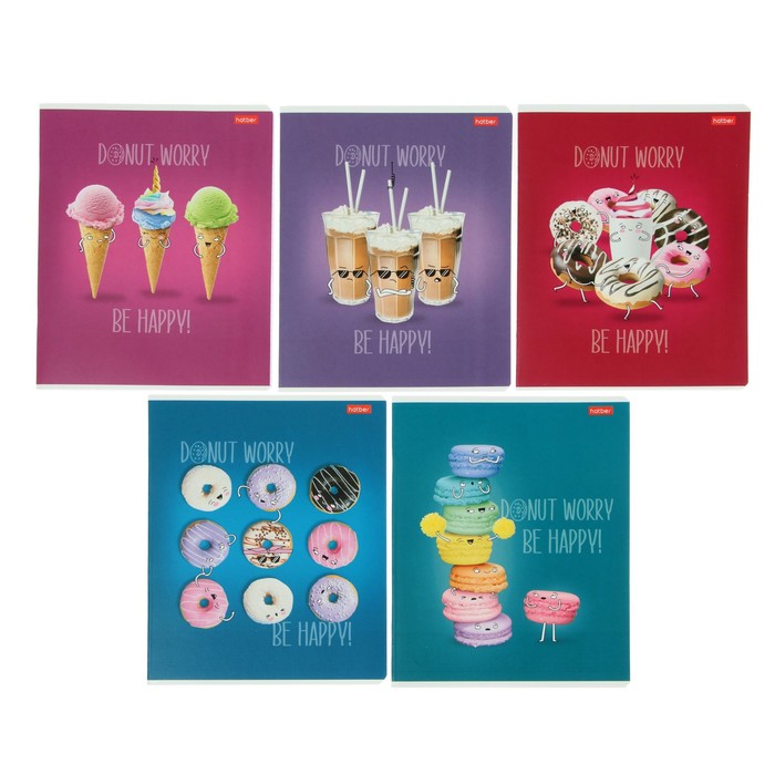 

Тетрадь 48 листов в клетку Donut Worry, обложка мелованный картон, выборочный лак, МИКС