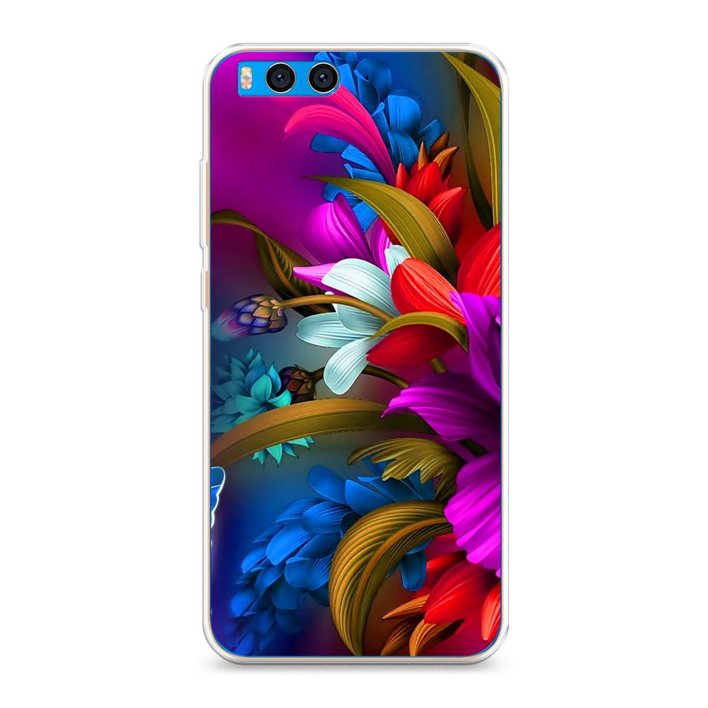 

Чехол на Xiaomi Mi Note 3 "Фантастические цветы", Фиолетовый;красный;синий, 32450-2