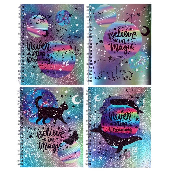 

Тетрадь 80 л в клетку на гребне You're my space, матовая, металлизация, блок офсет, МИКС