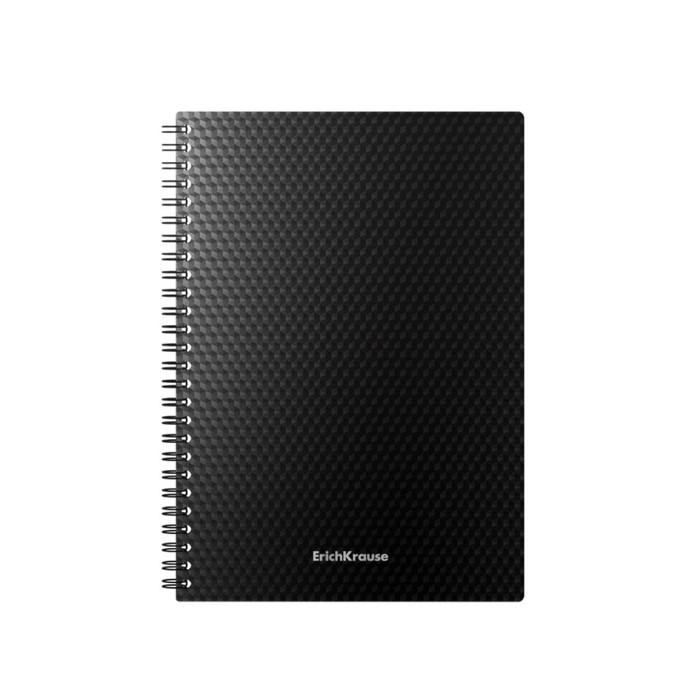 

Тетрадь 80 л в клетку на спирали ErichKrause Total Black, пластиковая обложка, блок офсет,