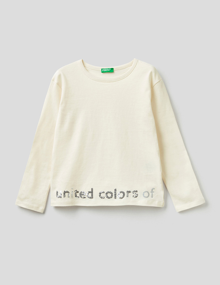 фото Лонгслив детский united colors of benetton 21a_3eg9c15fy_036 бежевый р.xs