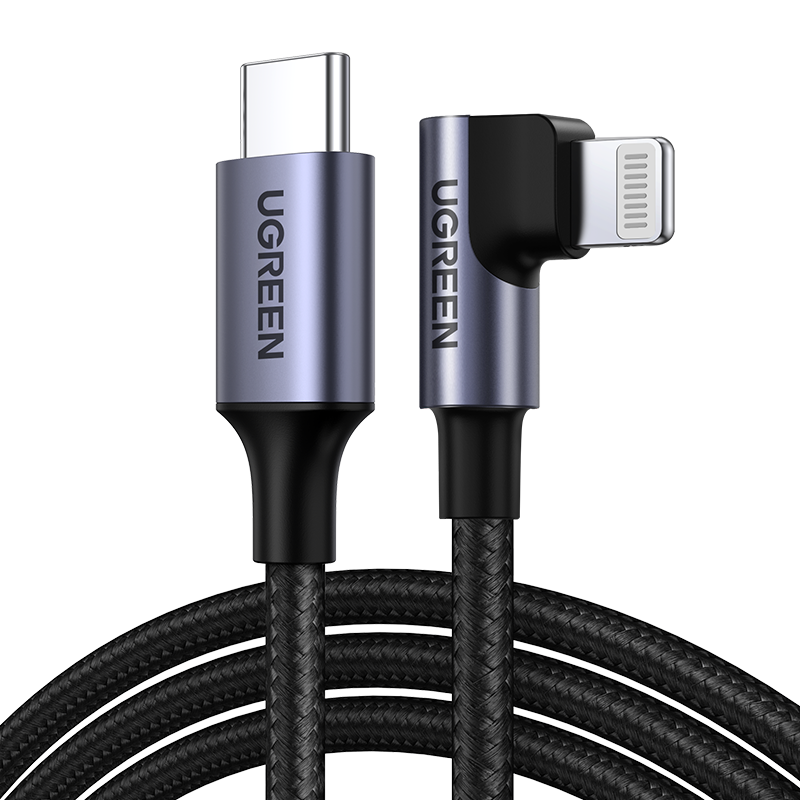 Кабель uGreen US305 (60764) Type C Male to Lightning Male Angled Cable Alu Case with Braid 