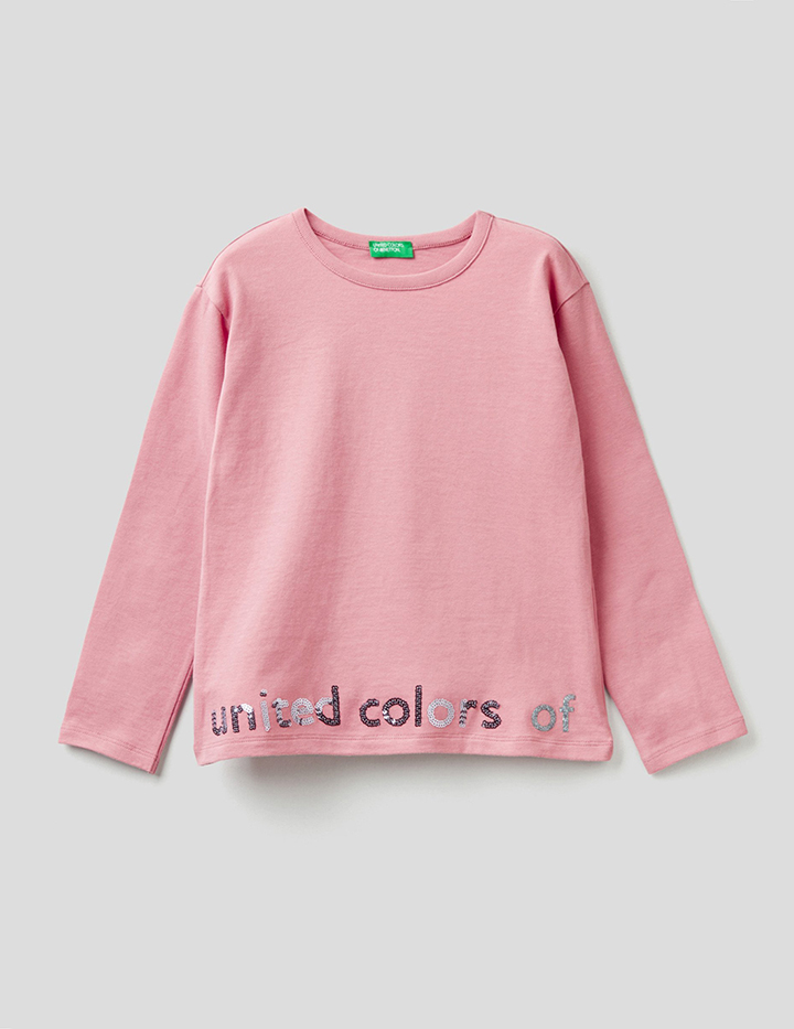 фото Лонгслив детский united colors of benetton 21a_3eg9c15fy_0c8 розовый р.s