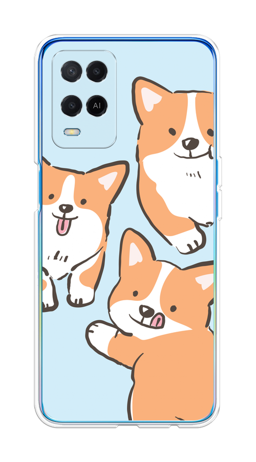 

Чехол на Oppo A54 "Милые корги", Бежевый;голубой;коричневый, 256150-1