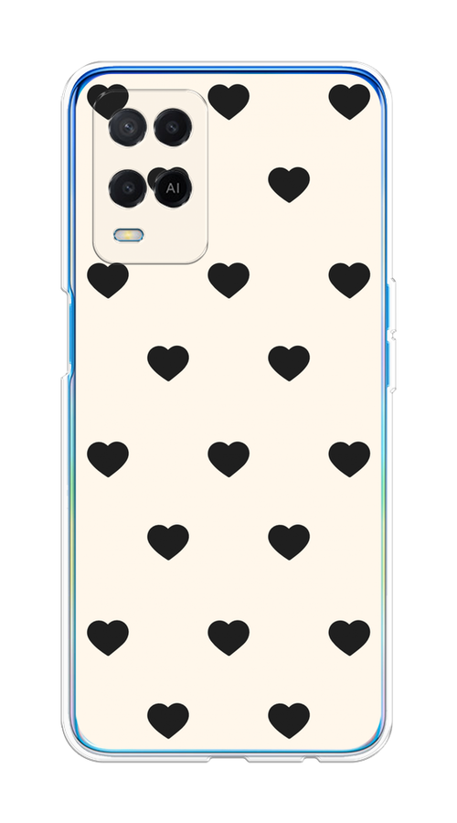 

Чехол на Oppo A54 "Черные сердечки на белом", Черный;белый, 256150-1