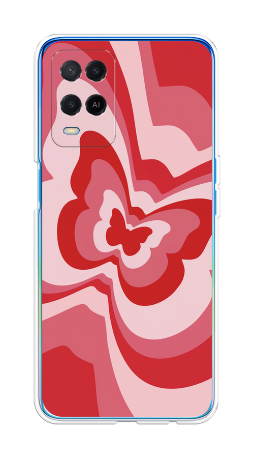 

Чехол на Oppo A54 "Бабочка в стиле хиппи", Красный;розовый, 256150-1