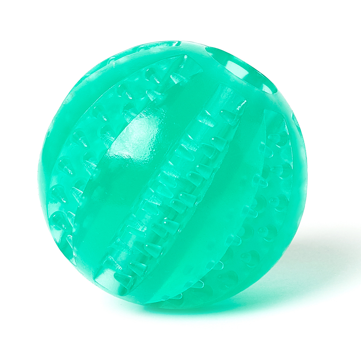 фото Жевательная игрушка мяч для собак играй гуляй чистые клыки, 7 см, лазурный