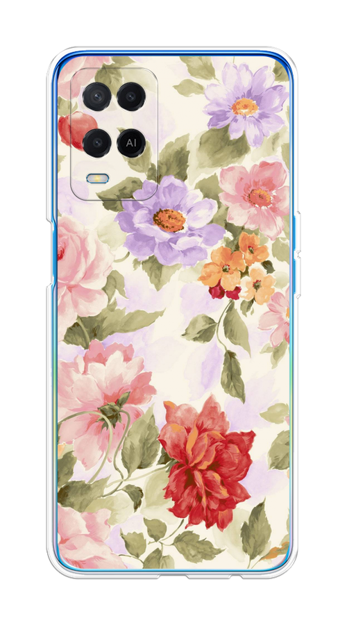 

Чехол на Oppo A54 "Акварельные пионы", Розовый;бежевый, 256150-1