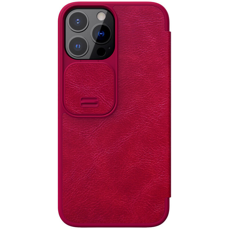 фото Чехол nillkin leather qin pro c защитой камеры для iphone 13 pro max (красный)