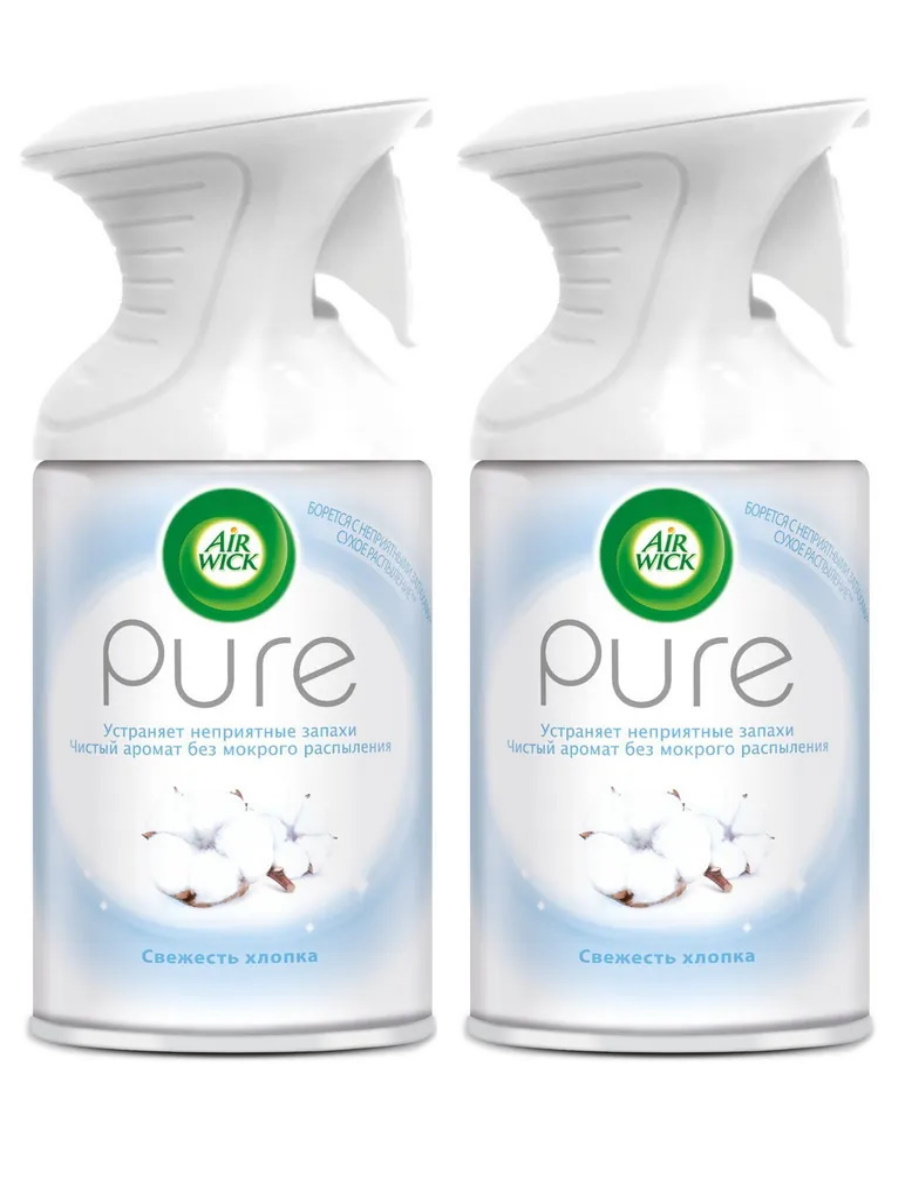 

Комплект Аэрозоль-освежитель воздуха Air Wick Pure Свежесть хлопка 250 мл х 2 шт., 22-012 Pure