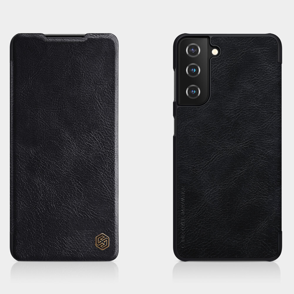 фото Кожаный чехол-книжка nillkin leather qin для samsung galaxy s21 (черный)