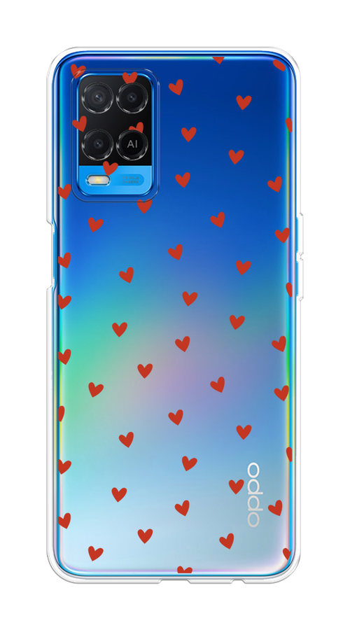 

Чехол на Oppo A54 "Red hearts", Красный;прозрачный, 256150-1