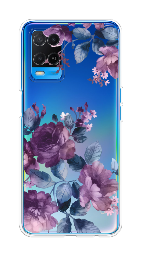 

Чехол на Oppo A54 "Purple Blossoms", Синий;фиолетовый, 256150-1