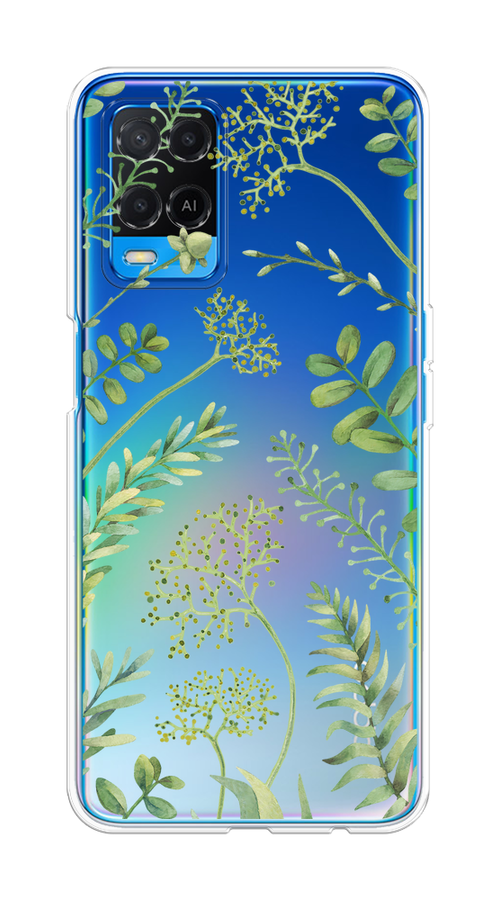

Чехол на Oppo A54 "Green Leaves", Зеленый;прозрачный, 256150-1